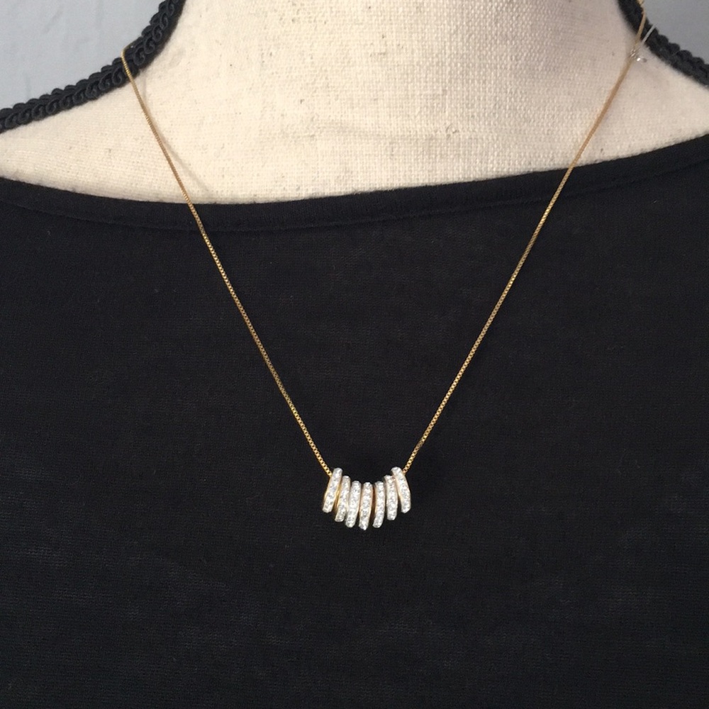 Gold necklace with diamond hoops